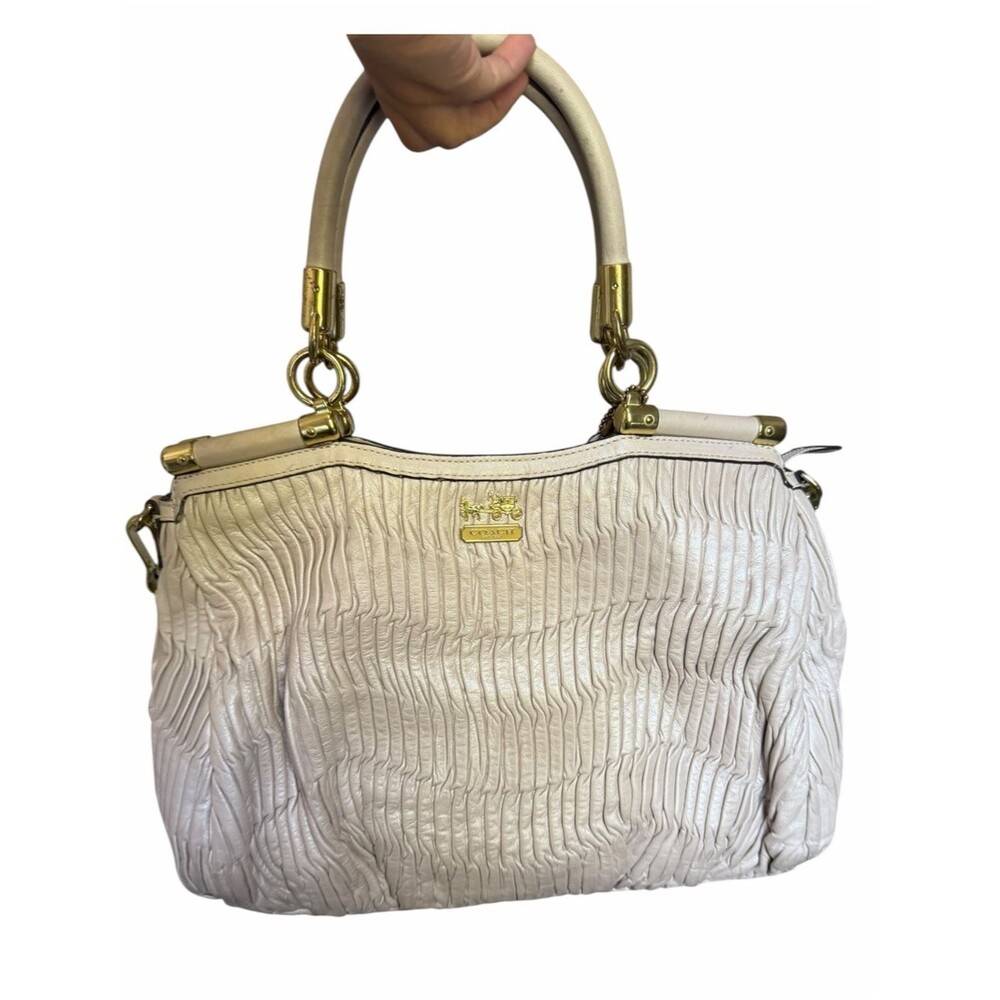 Coach 1302-21281 Ivory Gathered Leather Satchel Shoulder Bag Gold Hardware - Picture 16 of 16